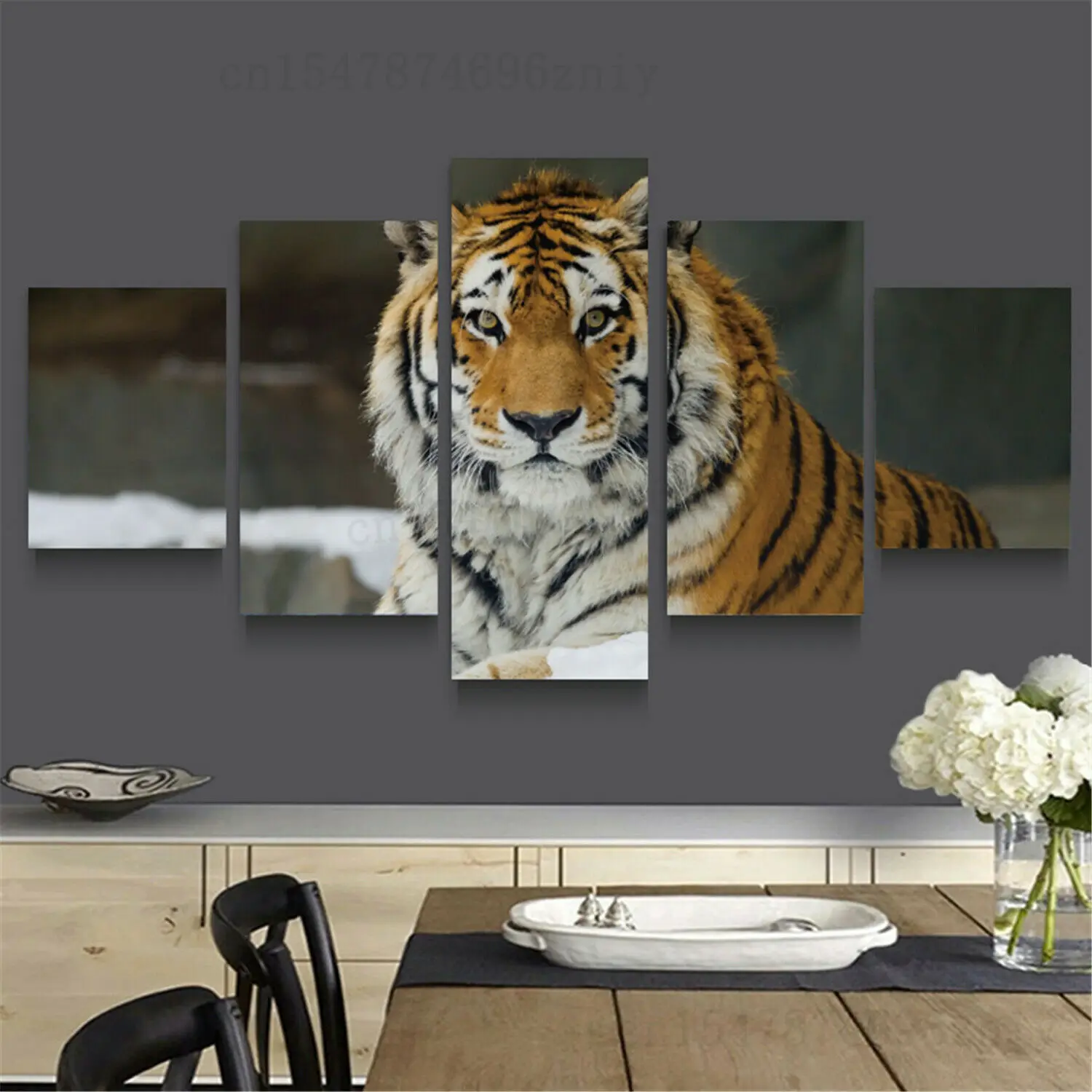 

5 Pieces Tiger Paintings Animal Posters HD Print Wall Art Pictures Canvas Poster Room Decor Home Decor No Framed