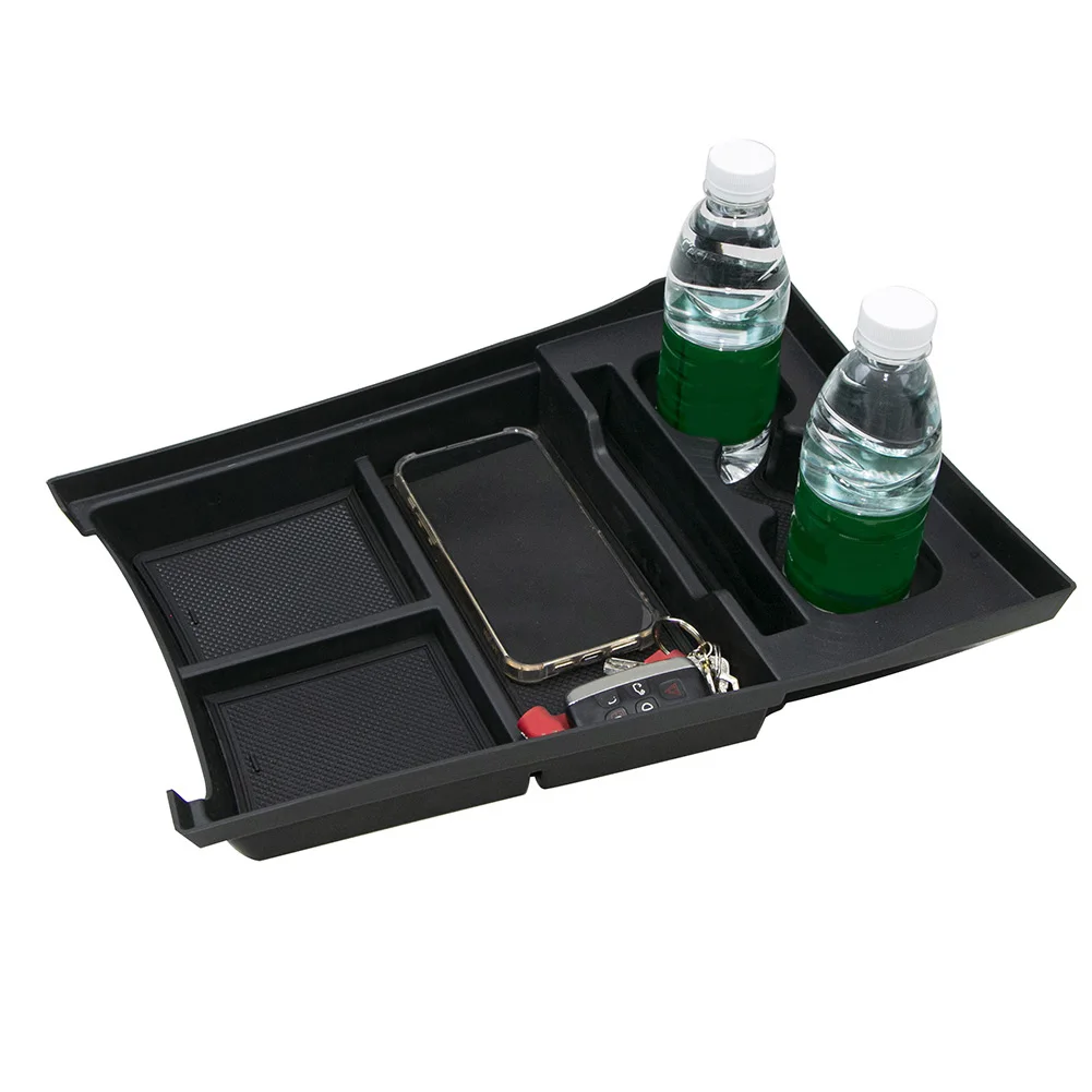

1pc ABS Black Center Console Storage Box Organizer Tray Center Armrest Box Cup Holder For Rivian R1S R1T Easy To Install