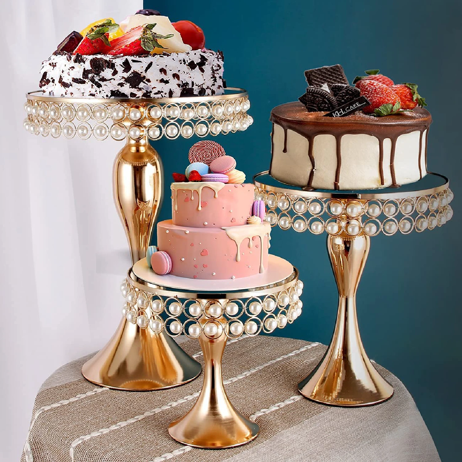 

С подставкой, подставки для тортов на Рождество, десерт, жемчуг, детский свадебный торт, праздничный Золотой Стол-подставка, золотые подставки