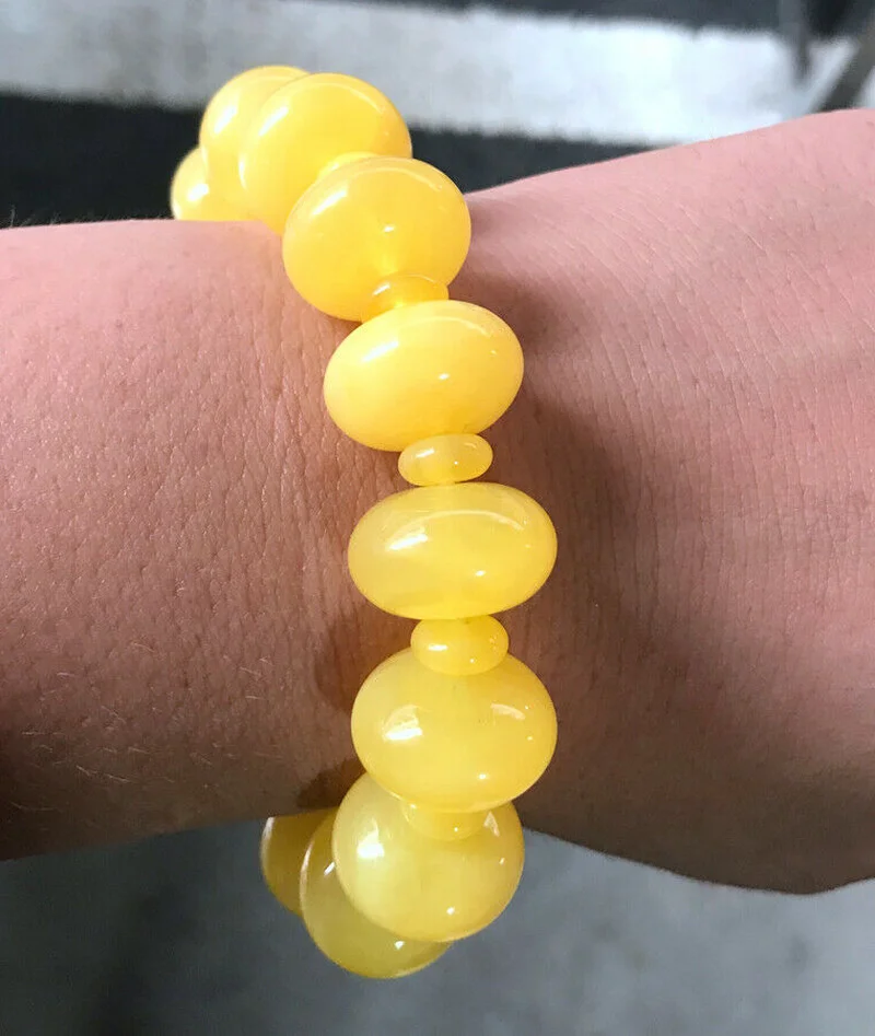 

light yellow amber second generation beeswax 10x14mm Abacus Bracelet 7.5“++ Certificate