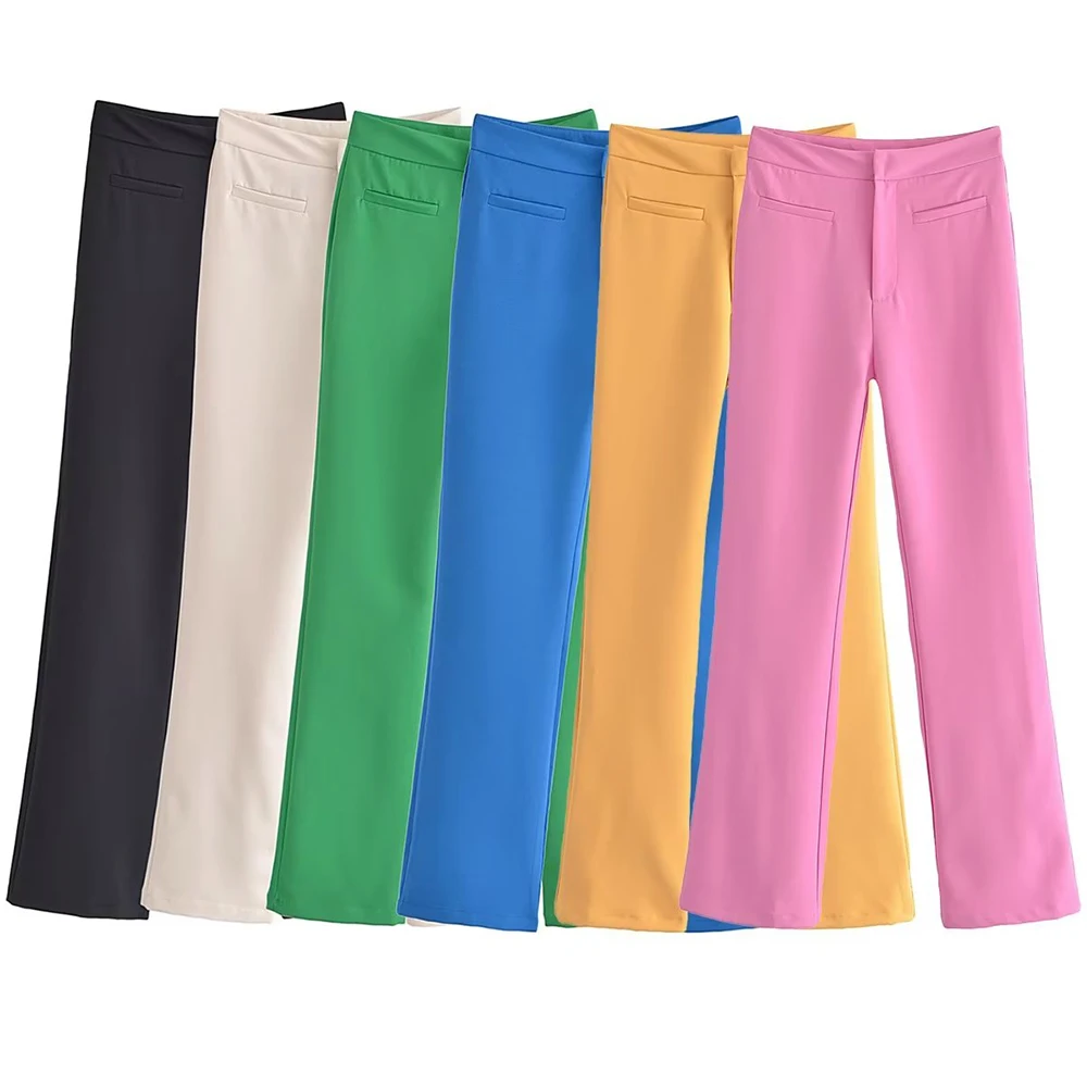 

Женские повседневные Модные шикарные расклешенные брюки, свободные однотонные мини-брюки на молнии с карманами в стиле ретро, осень 2022