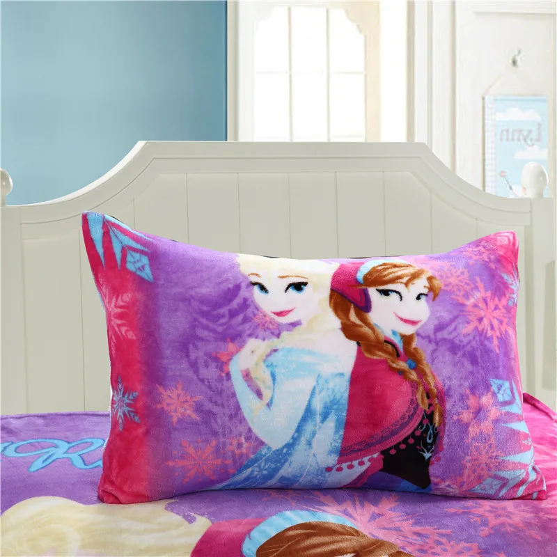 

Disney Marie Cat McQueen Car Frozen Elsa Princess Cartoon Cushion Cover Flannel Coral Fleece Children's Pillowcase 48x74 cm