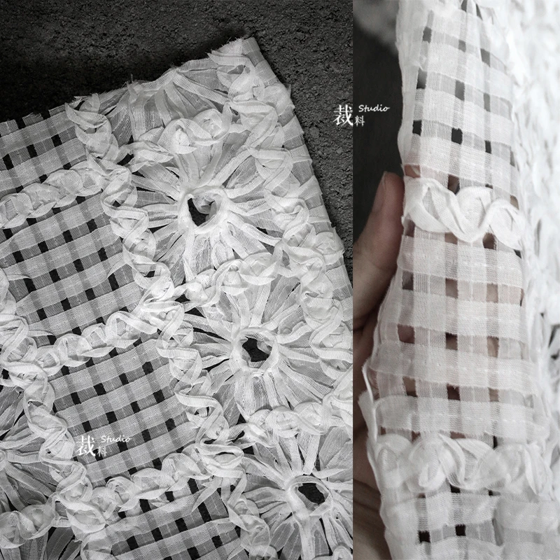 

Original Hollow Three-Dimensional Heavy Texture Embroidered Wedding Dress Handmade DIY Dress Clothing Designer Fabric