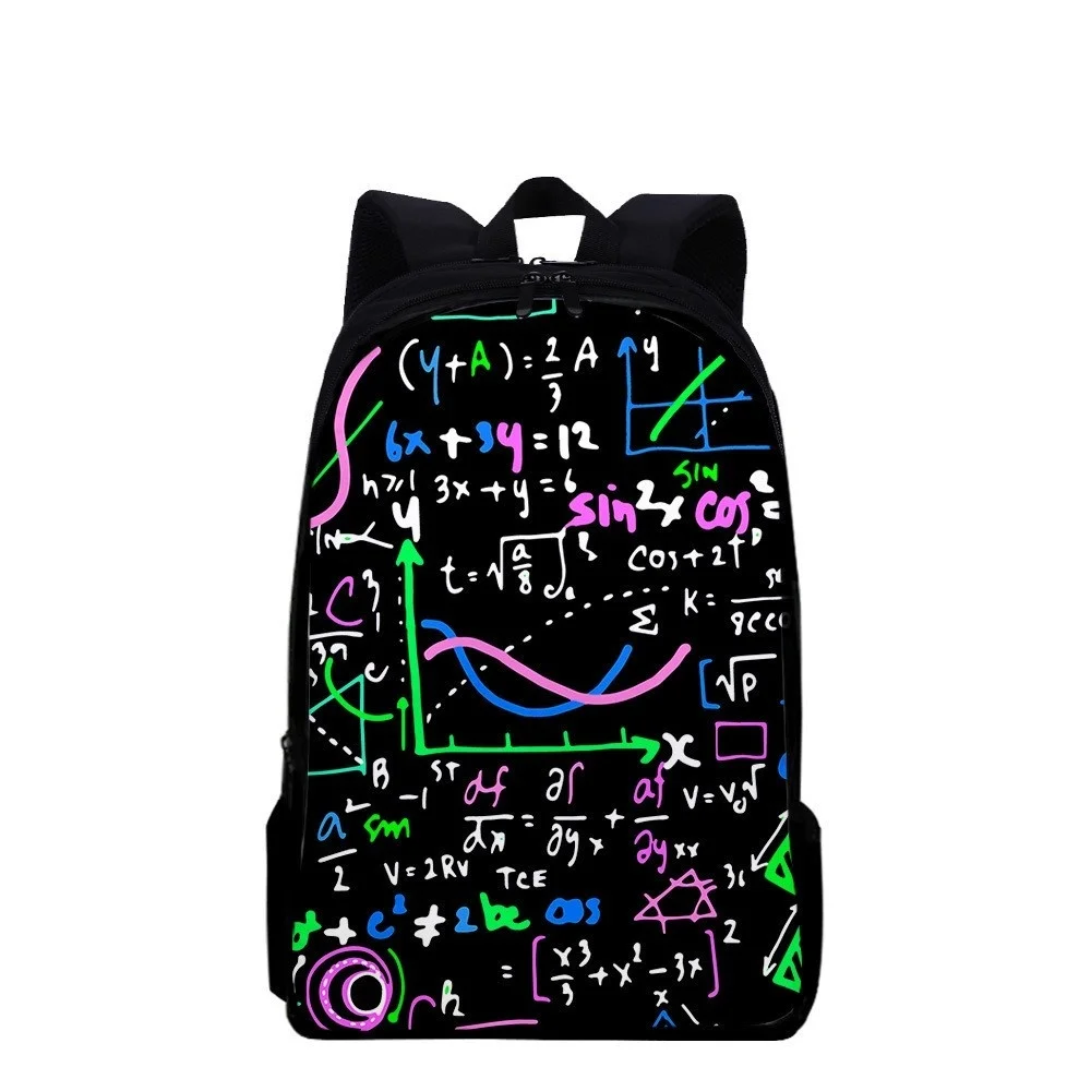 

Creative Math Formula Print Backpack Student School Bag Girls Boys Book Bag Teenager Casual Storage Backpack Travel Rucksack