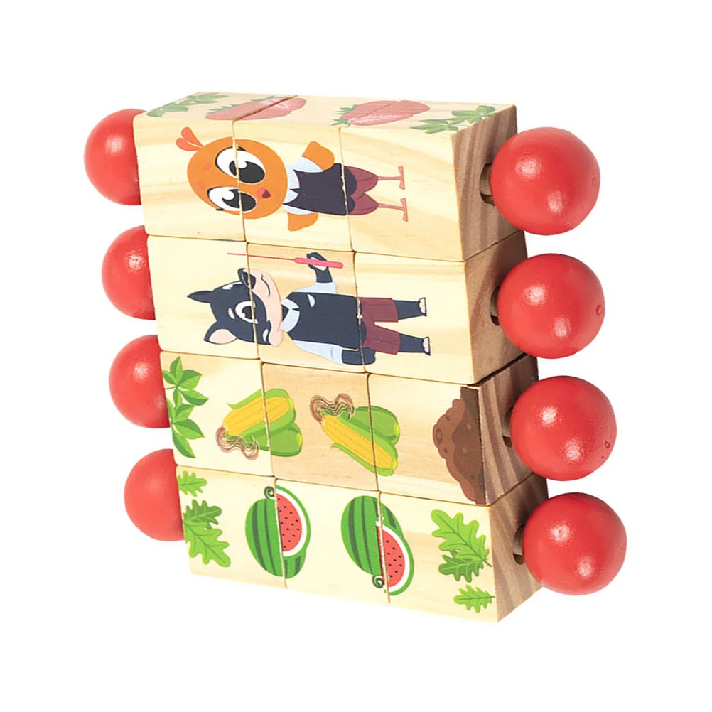 

4Pcs Kid Educational Puzzle Toys Wooden Rotating Animal Pattern Puzzles Blocking Toys