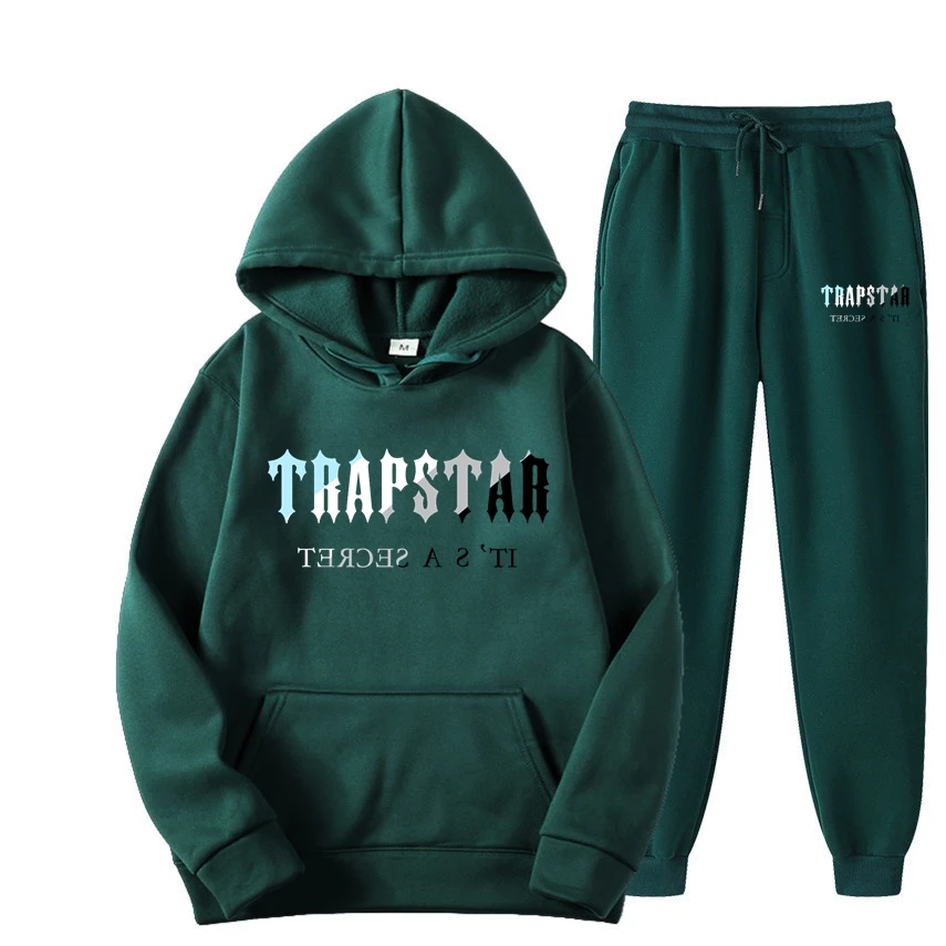 New Brand Trapstar Printed Sportswear Men's and Women's Two-piece Loose Hoodie Sweatshirt + Pants Cover Hoodie Jogging