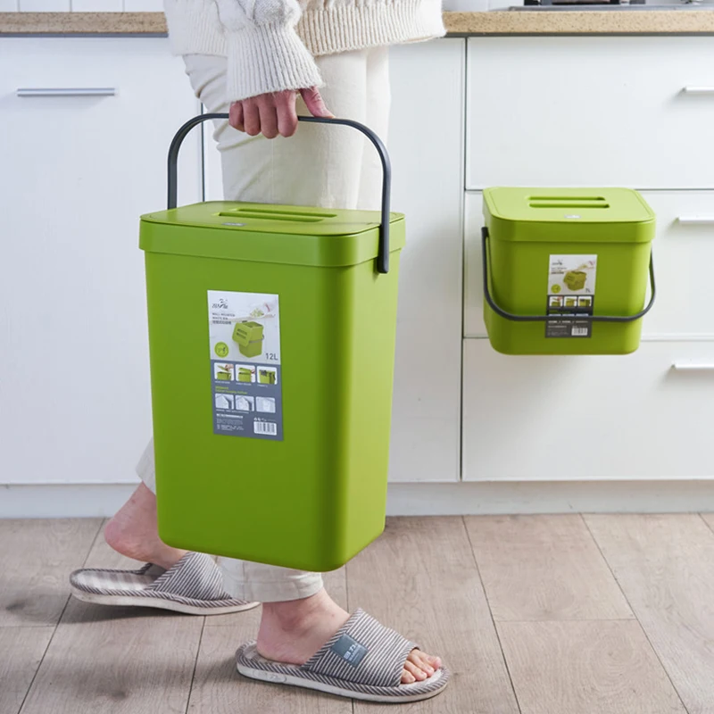 

Wall Mounted Folding Waste Bin Kitchen Cabinet Hanging Trash Can Living Room Door Garbage Can Car Storage Bucket Home Dustbin