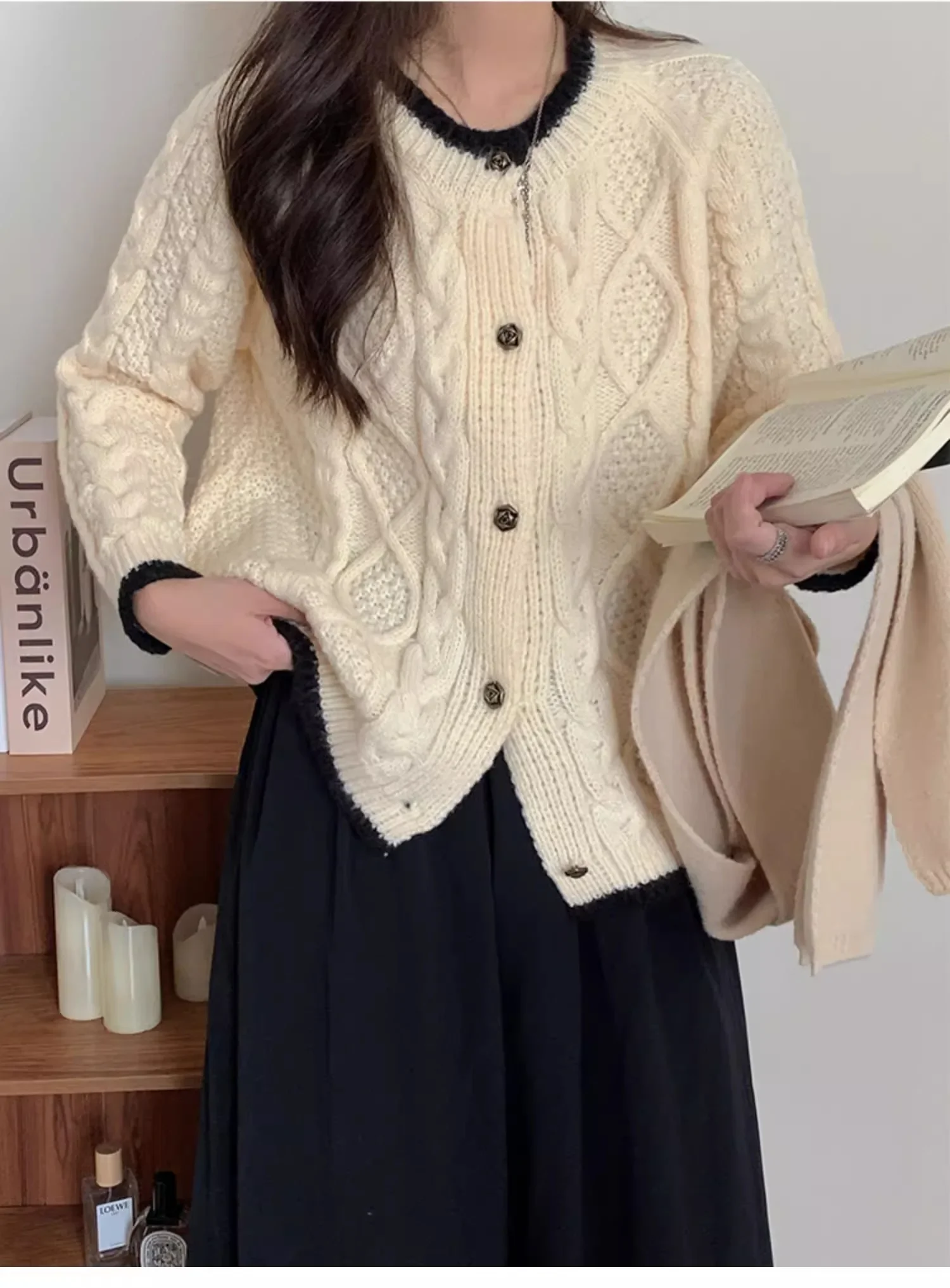 Утепленная зимняя одежда вязаный кардиган милая розовая короткая куртка