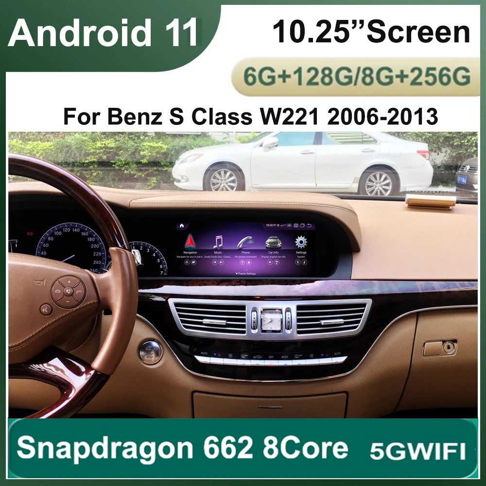 10 25 &quot6G + 12G Android11 1920*720P для Mercedes Benz S Class W221 2006-2013 gps-навигация радио стерео Dash