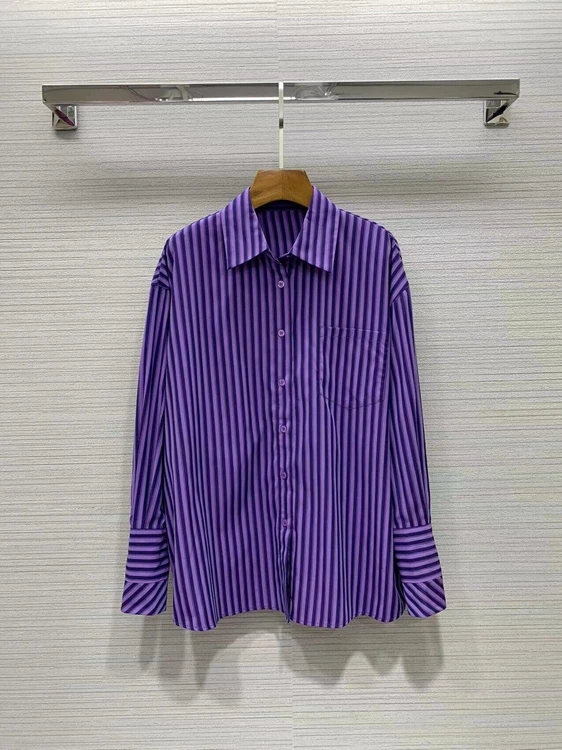 

Новинка 2023, женская модная пикантная Повседневная полосатая свободная универсальная рубашка с длинным рукавом, 0110