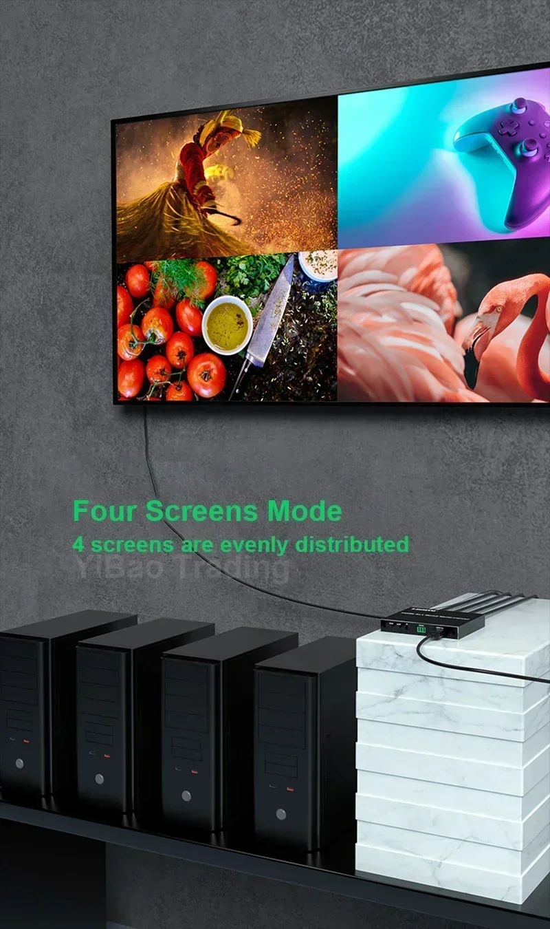 Фото 4x1 HDMI четырехъядерный многофункциональный экран 1080P 4 в 1 выход HDMI Многофункциональный бесшовный переключатель 6 режимов отображения для камеры ноутбука ПК к телевизору №3