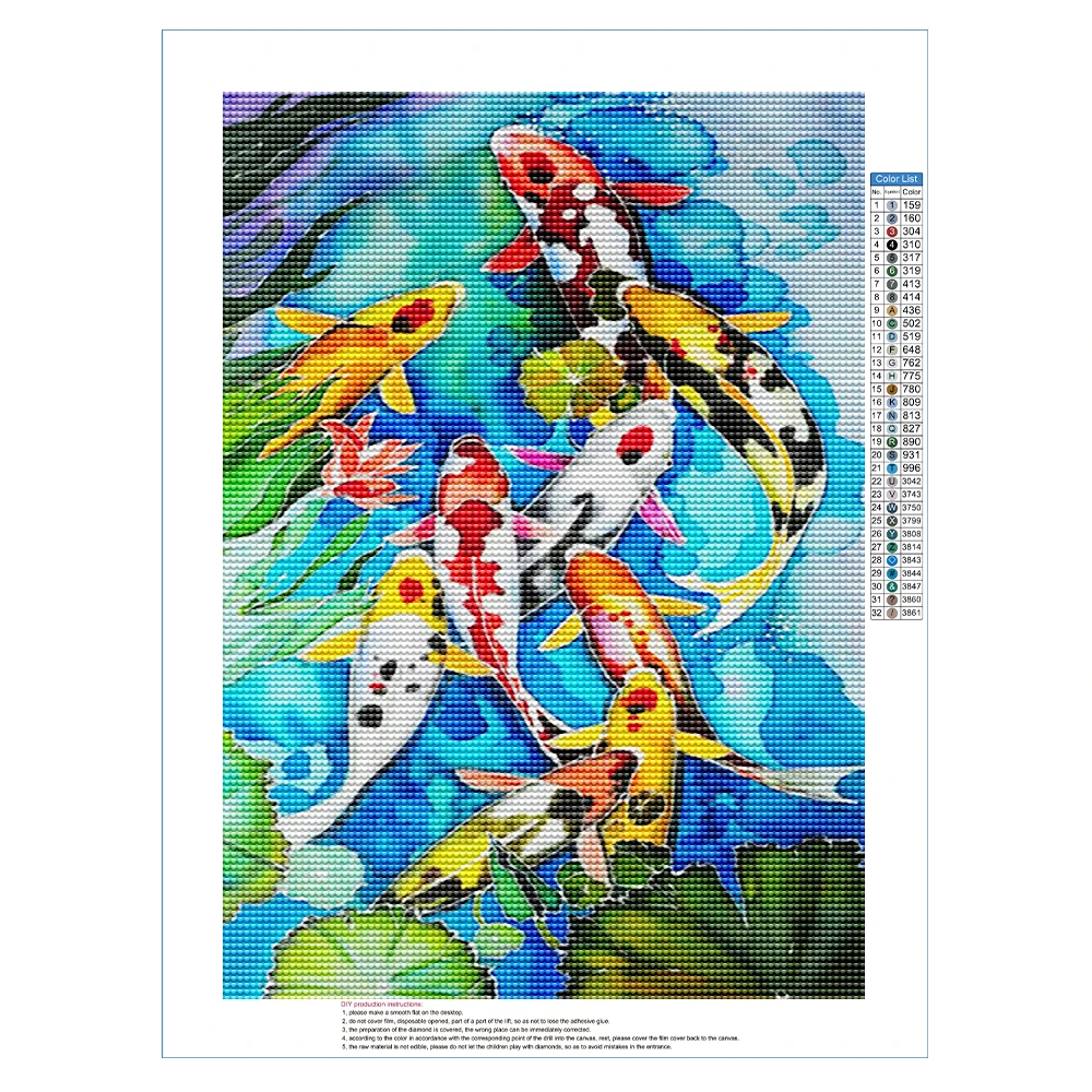 5D алмазная живопись полноцветная Алмазная мозаика на карпа квадратная круглая