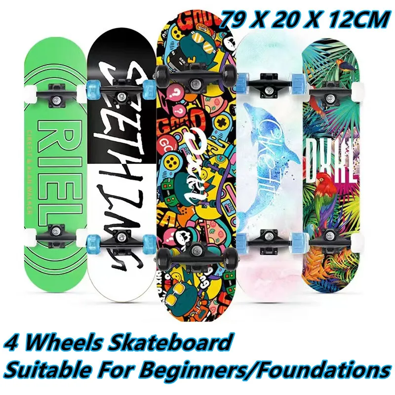 Kids Trick Double Rocker Kick Concave Complete Skate Board M