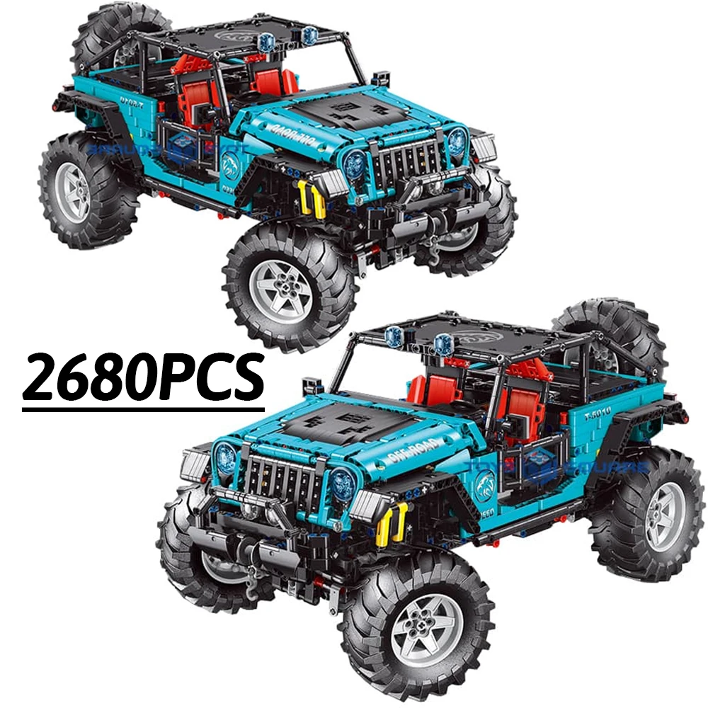 

Новинка креативный эксперт высокотехнологичный Wrangler Trailcat внедорожник T5010 2680 шт. статические кубики Moc Модульные строительные блоки