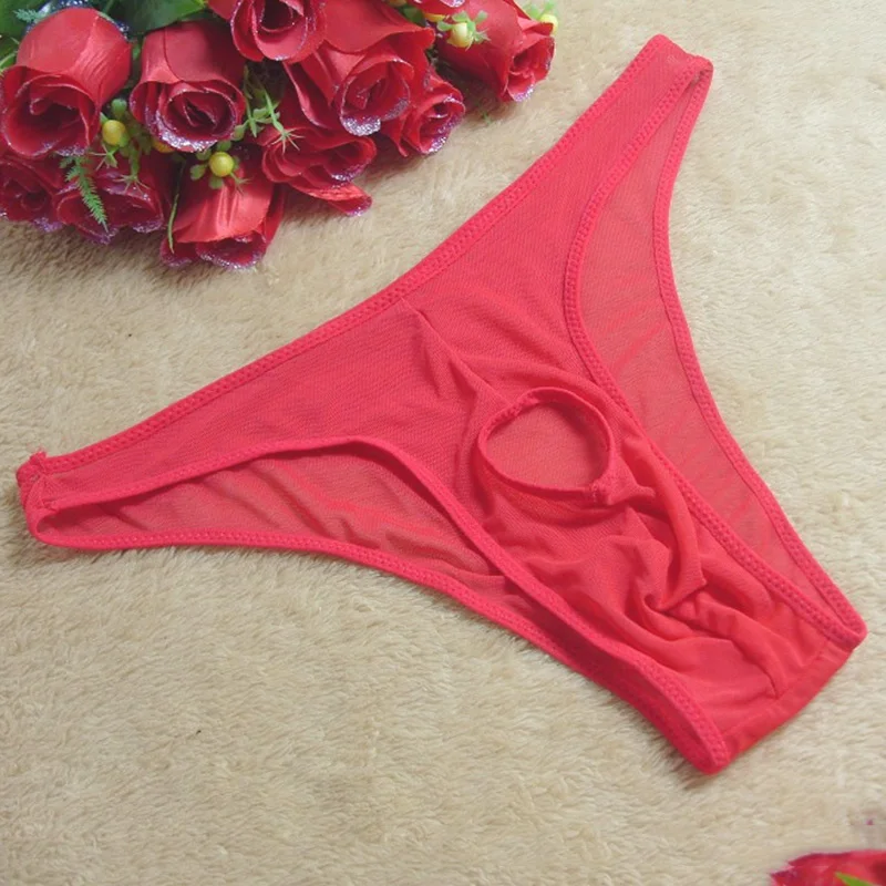 

Men's Underwear Hole Briefs Hollow See through Bulge pouch Low rise Thongs Knickers Underpants Sexy Breathable
