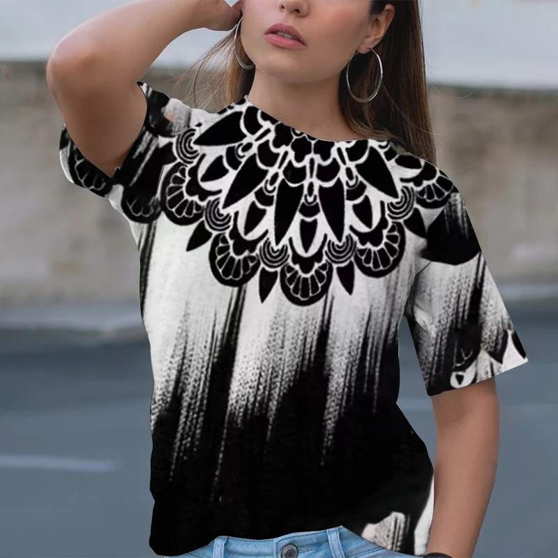 

Summer Women T-shirt 3D Fashion Printing Gradient Harajuku T Shirt Oversized Tee for Ladies Clothing New Short Sleeve O-Neck Top