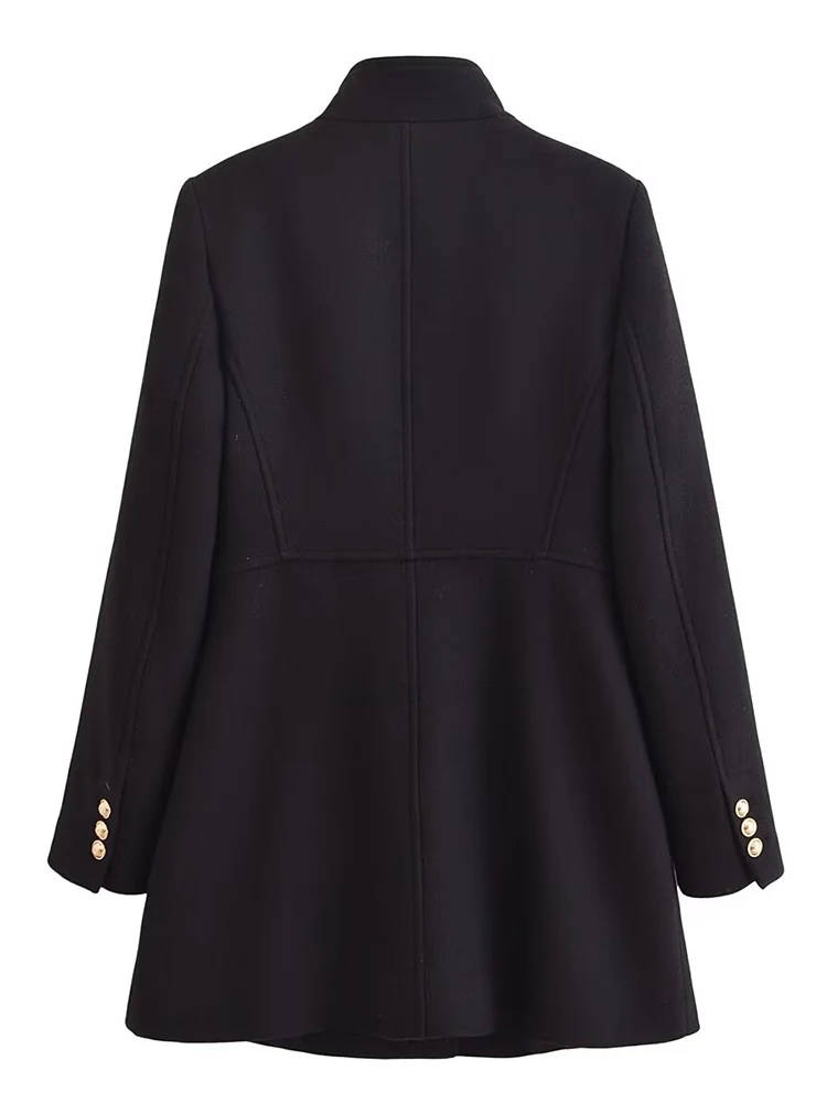 2024 новое универсальное двубортное пальто с золотыми пуговицами в европейском и