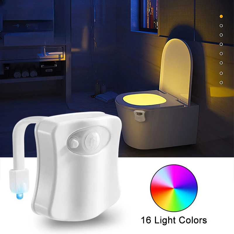 

16 Color Smart Night Light PIR Motion Sensor Toilet Seat Lamp WC Bathroom Light Waterproof Backlight Toilet Light Night Lamp
