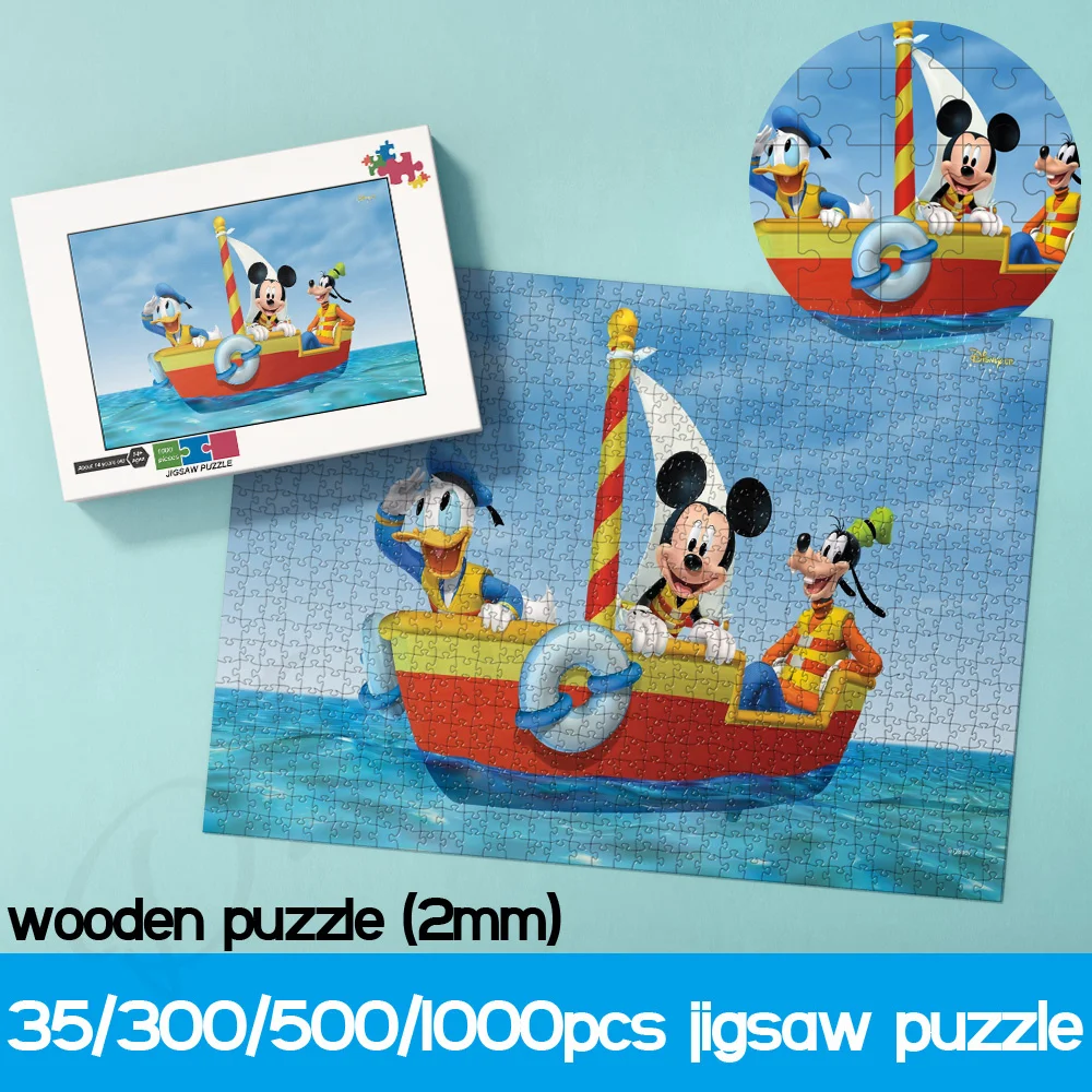 

1000 Puzzles Disney Mickey Donald Duck and Goofy Sailing Cartoon Wooden Jigsaw Puzzles Unique Toys and Hobbies for Adults Kids
