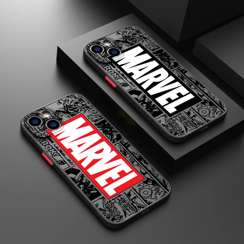 

Avengers Marvel Art Comics Phone Case For iPhone 14 13 12 11 XS XR Pro MAX 8 7 6 Plus Frosted Translucent Matte Cover