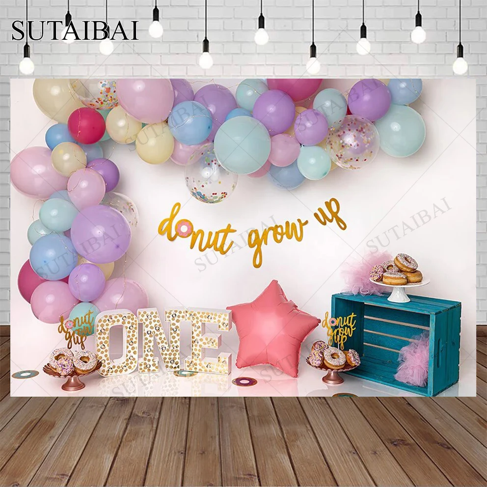 

Фон для фотографирования с изображением морской звезды подушки пончика расти воздушных шаров принцессы девочки на 1-й день рождения торт ра...