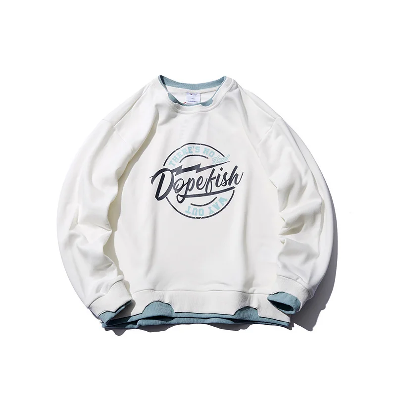 

Autumn Fake Two Letter Printed Sweater Loose Bulky Leisure Trend Couple's T-shirt Outdoor Sports Tenis Trekking Camping Tops