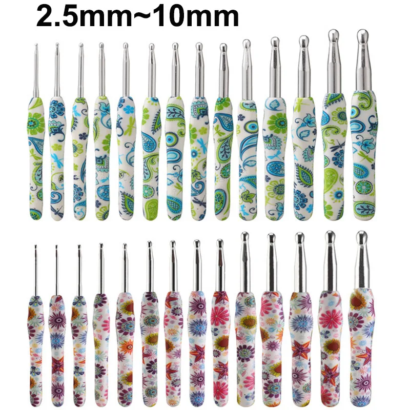 

14 PCS Crochet Hooks Set For Knitting Soft Handle Aluminum Crochet Set DIY Knitting Needles For Sweater Weave Knitting Tool US