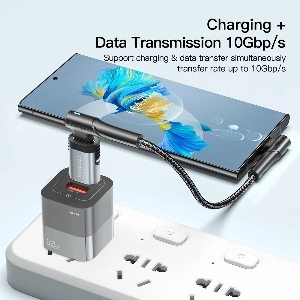 Магнитный адаптер Essager 100 Вт 24 контакта USB Type C PD 3 0 кабель быстрой зарядки