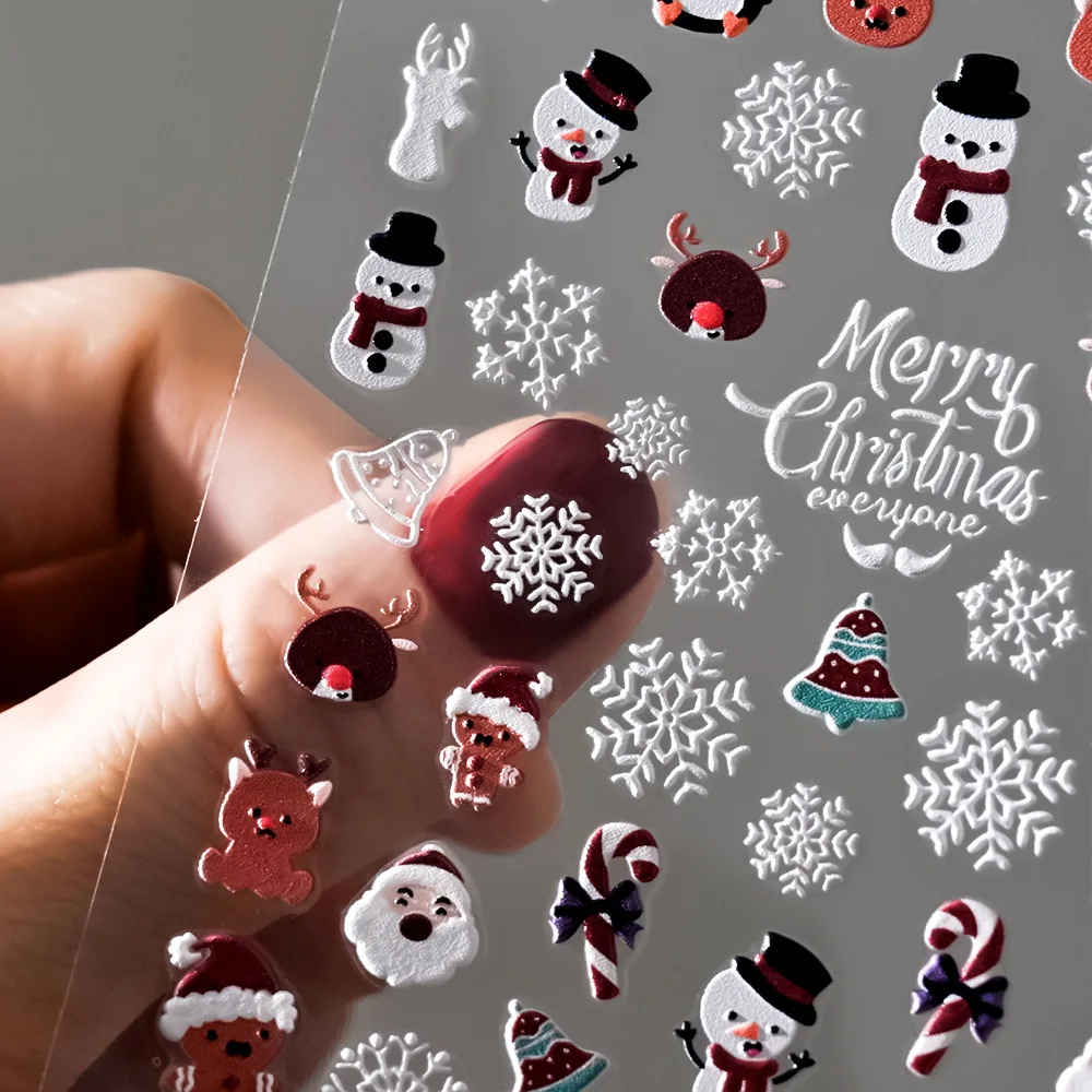 

5D Nail Decal Stickers Santa Claus snowflake relief Nail stickers Ballet streamerNail Decoration For Nail Tips Beauty