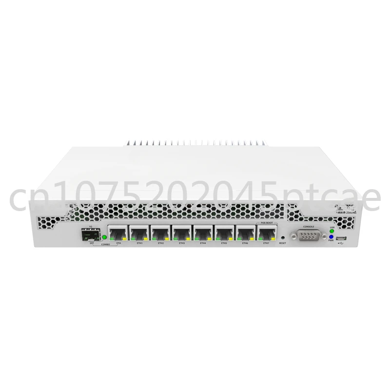 

CCR1009-7G-1C-PC 7x Gigabit Ethernet, 1x Combo port (SFP or Gigabit Ethernet), 9 cores x 1GHz CPU, 1GB RAM