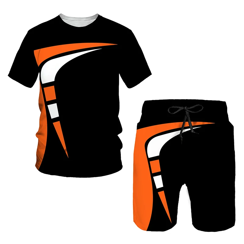 Jogger Suit Men's Summer Short Sleeve T-shirt Sports 2 Piece Set Short Pant Set Gym Dry Suit Oversized Tracksuit Outfit
