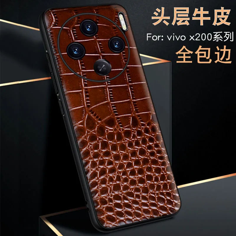Wobiloo Luxury Brand Leather Genuine Phone Cases For Vivo X200 Pro Back Cover Case Bag Promini