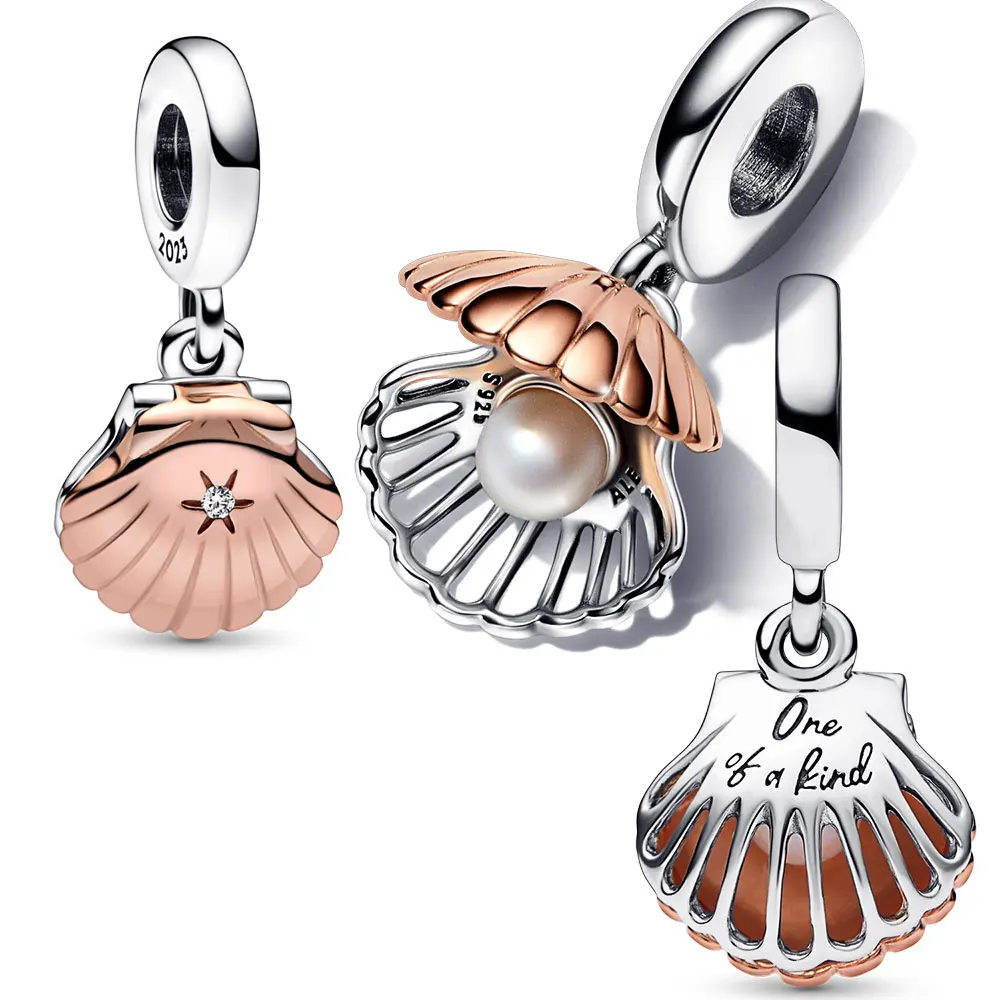 Breloques en argent regardé 2023 pour bracelet Pandora original, crabe, méduse, collier, pendentif papillon, voyage, été, nouveau, 925 2