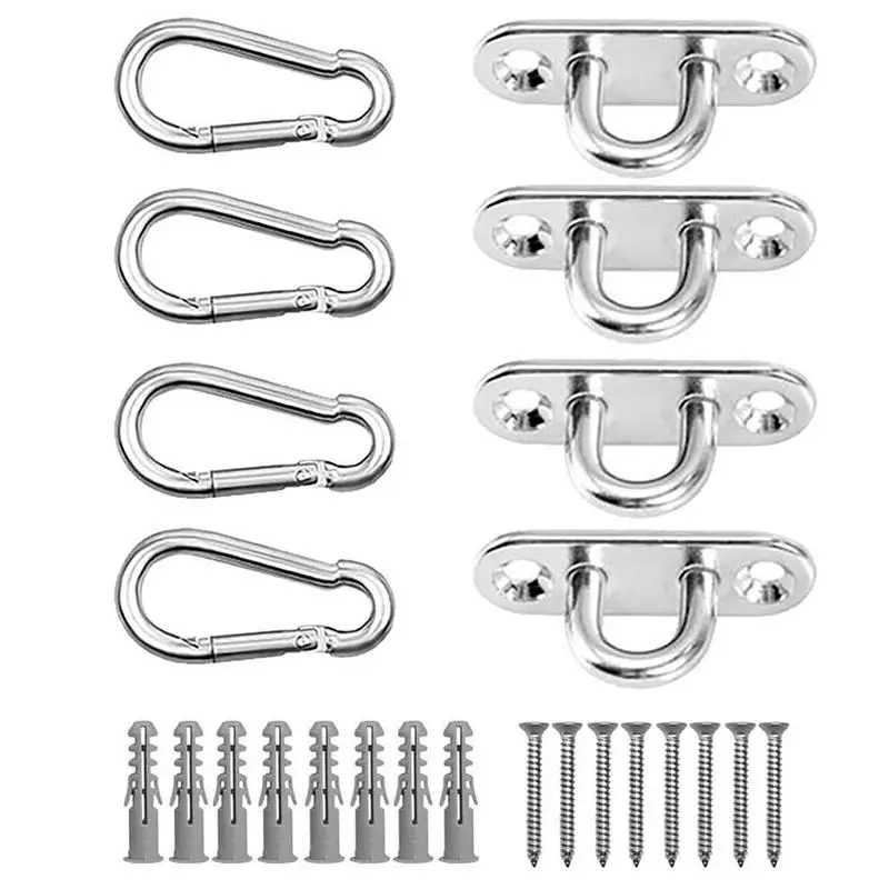 

Stainless Steel Eye Plate Oval Marine Pad Eye Plate 4Pcs Stainless Steel Ceiling Hook Strong Load-bearing For Deck Ropes Shadow