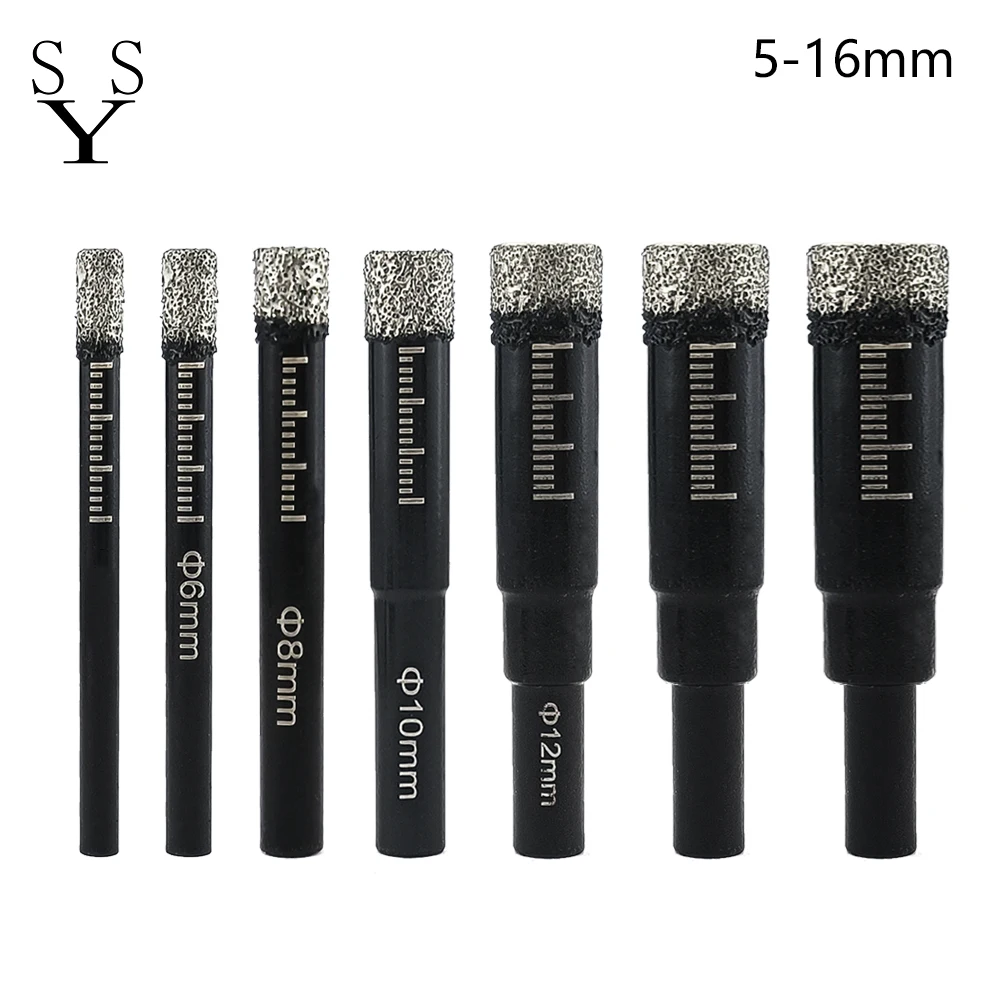 5 6 8 10 12 14 16MM Round Handle Dry Brazed Diamond Hole Saw for Porcelain Tiles Marble Glass Ceramic Crowns Drill Bit