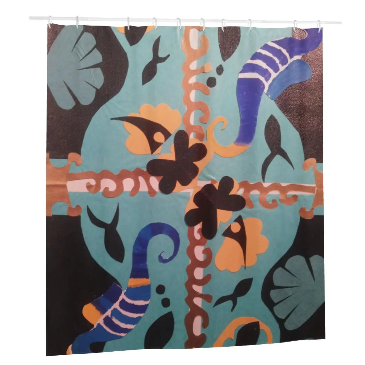 

Henri Matisse Style Bathroom Shower Curtains Collage Life Under the Sea Decor Bath Curtain with Hooks