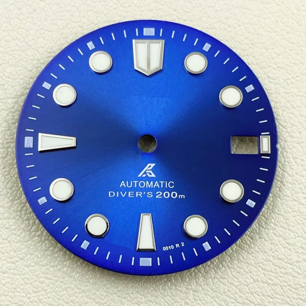 New NH35 mechanical dial luminous diving surface c3 strong green luminous literal diameter 28.5mm watch accessories