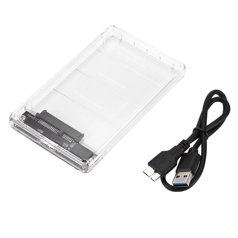 

External Hard Drive Case 2.5 Transparent High Speed External HDD SSD Case USB3.0 To SATA 5Gbps 2TB Support UASP HDD Enclosure