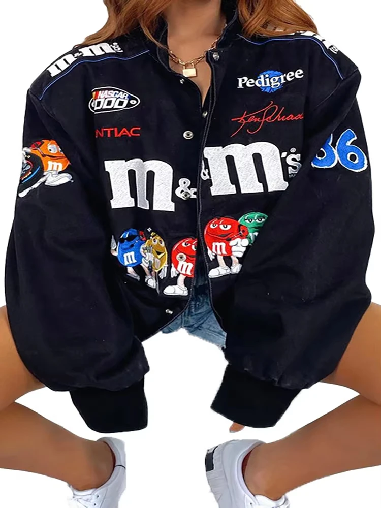 Осень-зима женский спортивный синий принт повседневный мешковатый плащ с