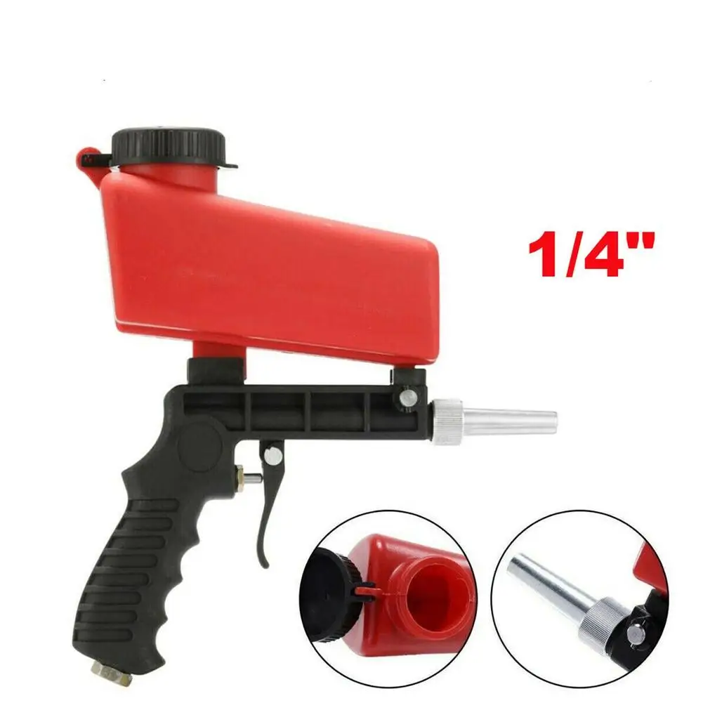 Portable Sandblaster Sand Blaster Gun Kit,Hand Held Sand Blasting Spray Gun Adjustable Media Flow Valve,Sand Blasting Spray Tool