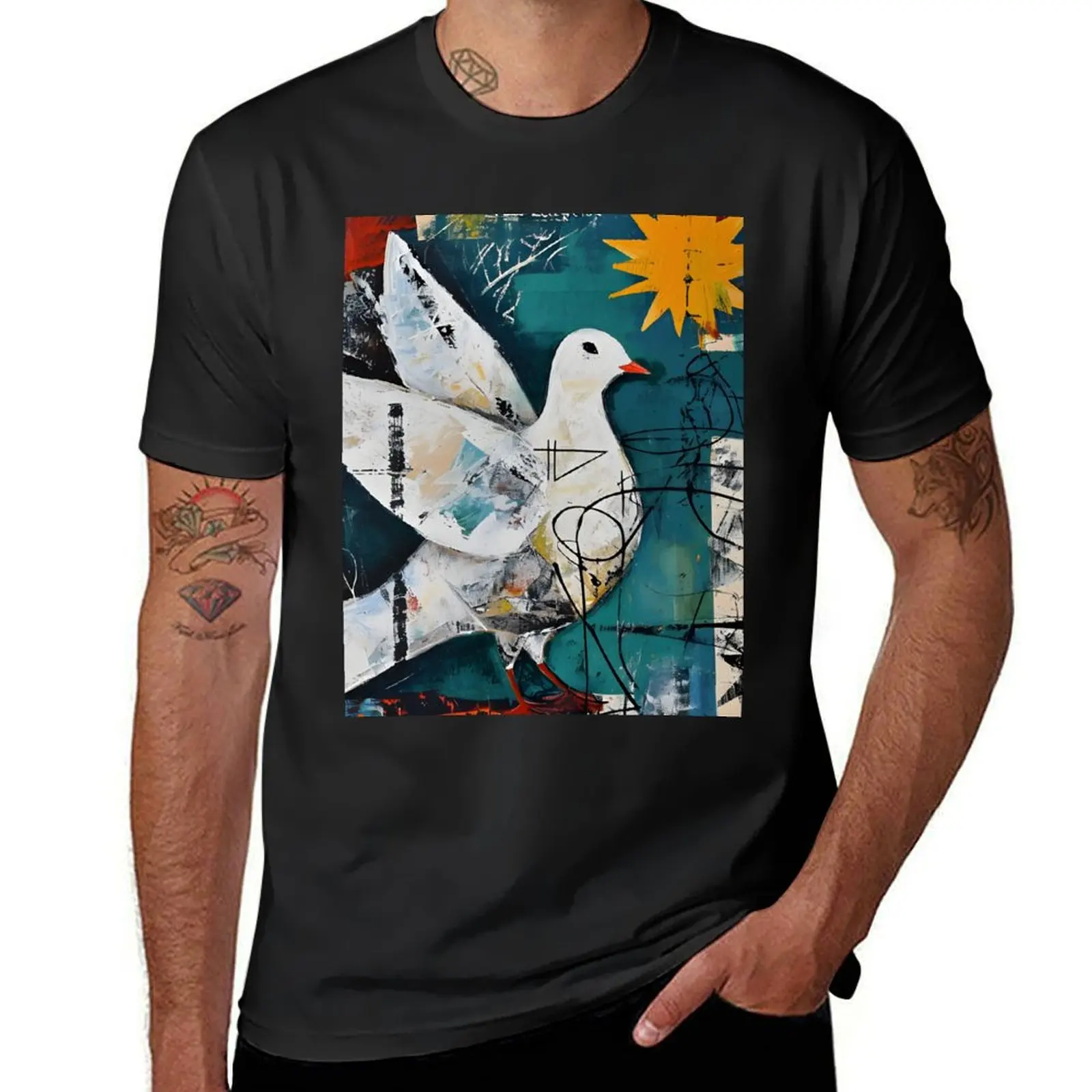 Мужские смешные футболки с граффити голубей и нео-экспресс