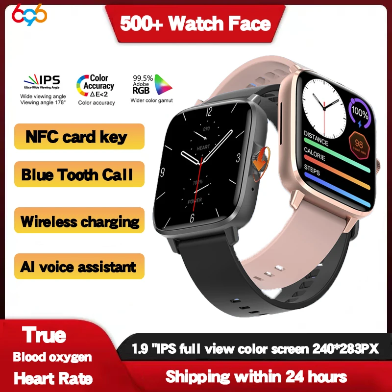 

New Men 1.9" Blue Tooth Call Smart Watch NFC Wireless Charging True Blood Oxygen Heartrate AI Voice Assistant Women Smartwatch