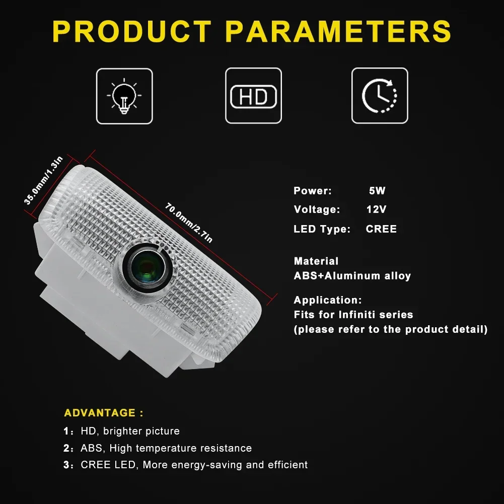 2 шт. светодиодный автомобильный дверной проектор с логотипом Ghost Shadow для Infiniti FX37