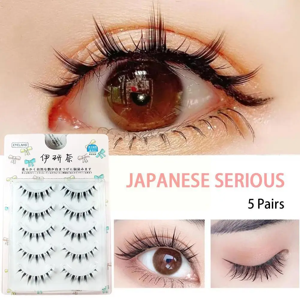 

5 Pairs Women Natural Japanese Serious Makeup False Eye Cosplay Eyelashes Lash False Eyelashes Short Extension Thin M6R2