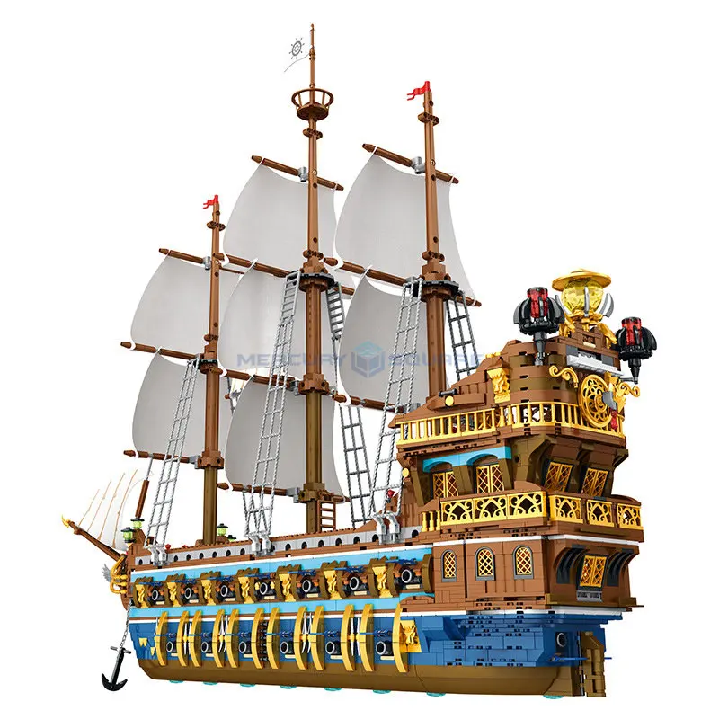 

The Royal Fleet Sun Model Ship Creative Expert Ideas 66011 Sailboat Building Blocks Bricks Kids Caribbean Movie Toy for Gift