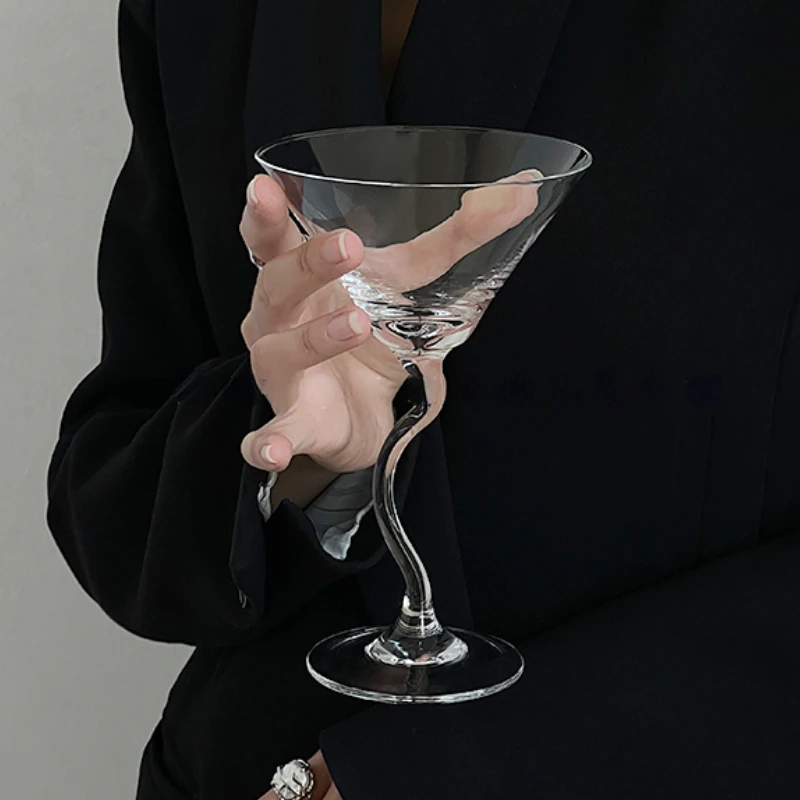 

Curved Funnel Glass Creative Glass Bubble High Foot Champagne Glass Bar Cocktail Wine Glass Champagne Glasses