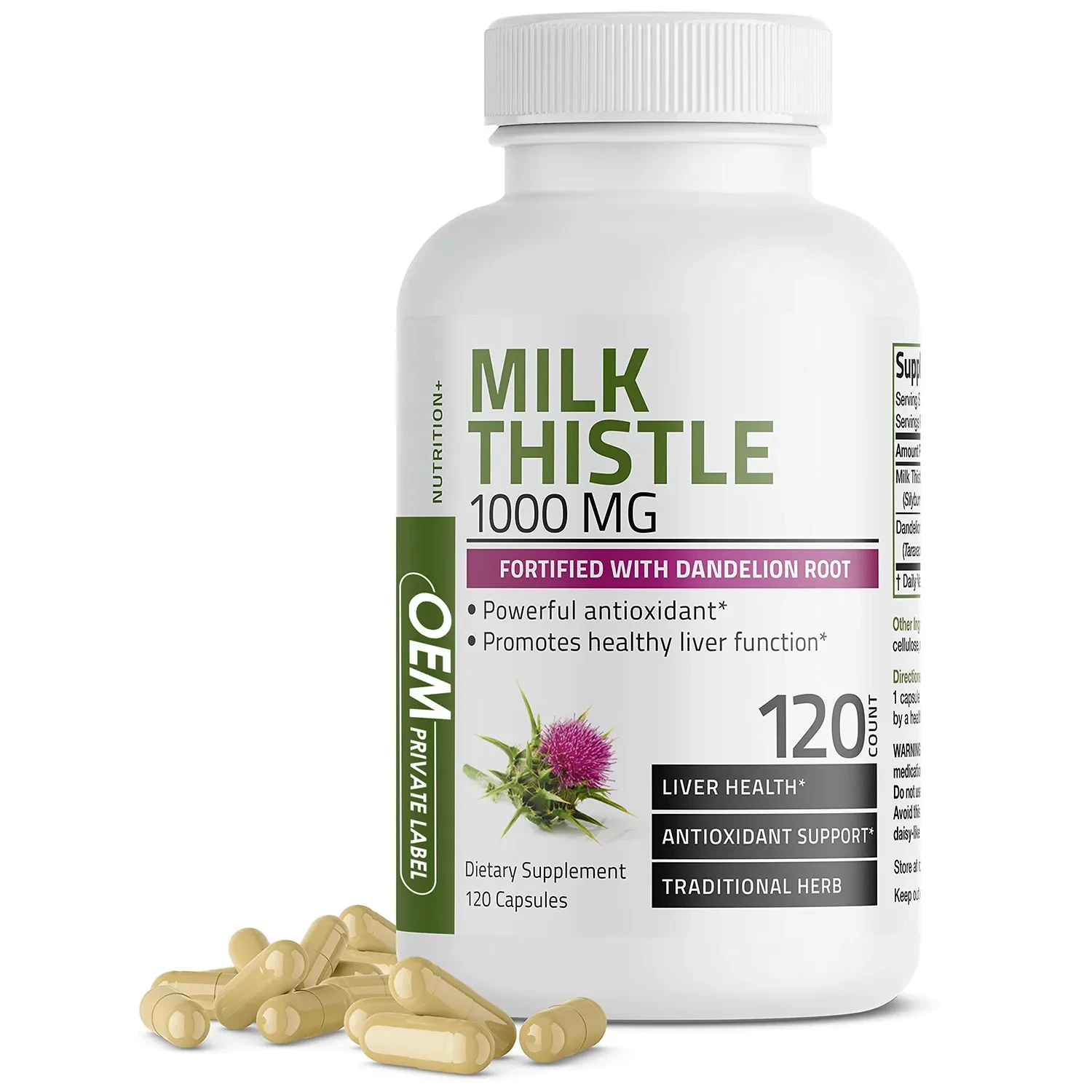 

120 Pills Milk Thistle Grass Capsule Stay up late to socialize and maintain the liver Supplement Health Products