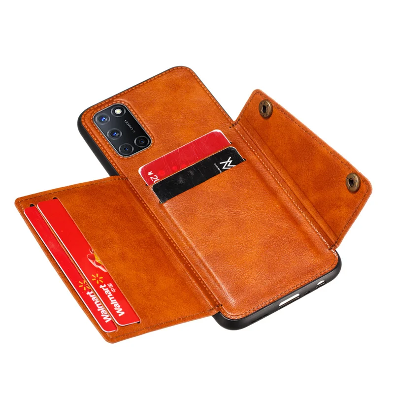PU Leather Silicone Case For OPPO A72 A52 A53 A91 A74 A93 A9 2020 Reno 4 5 Lite 5Z Realme 6 8 Pro Card Slot Holder Wallet Cover