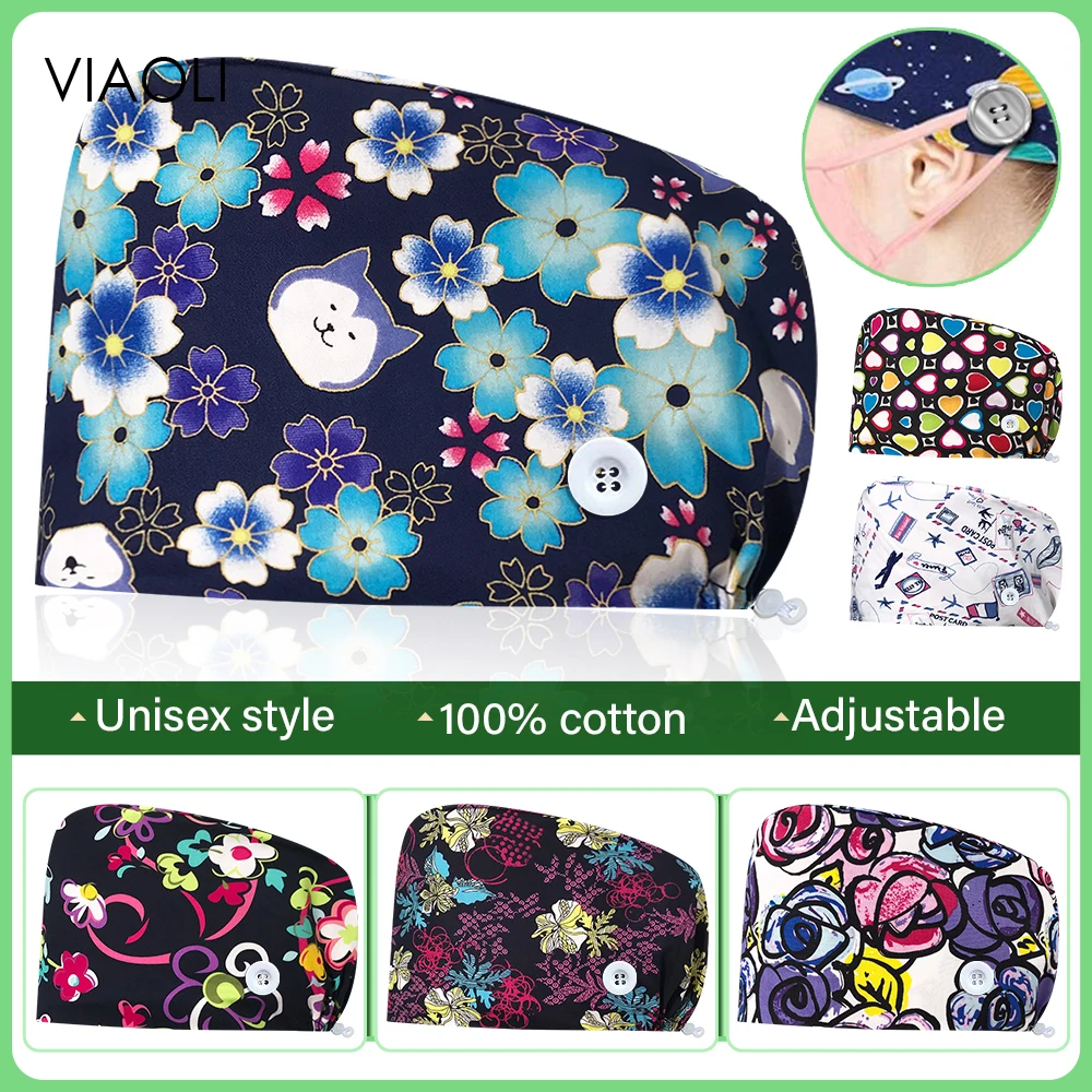 

Регулируемые шапочки унисекс для скрабов, Детские аксессуары для медсестры, медицинские аксессуары для домашних животных, больницы, шеф-повара, лаборатории