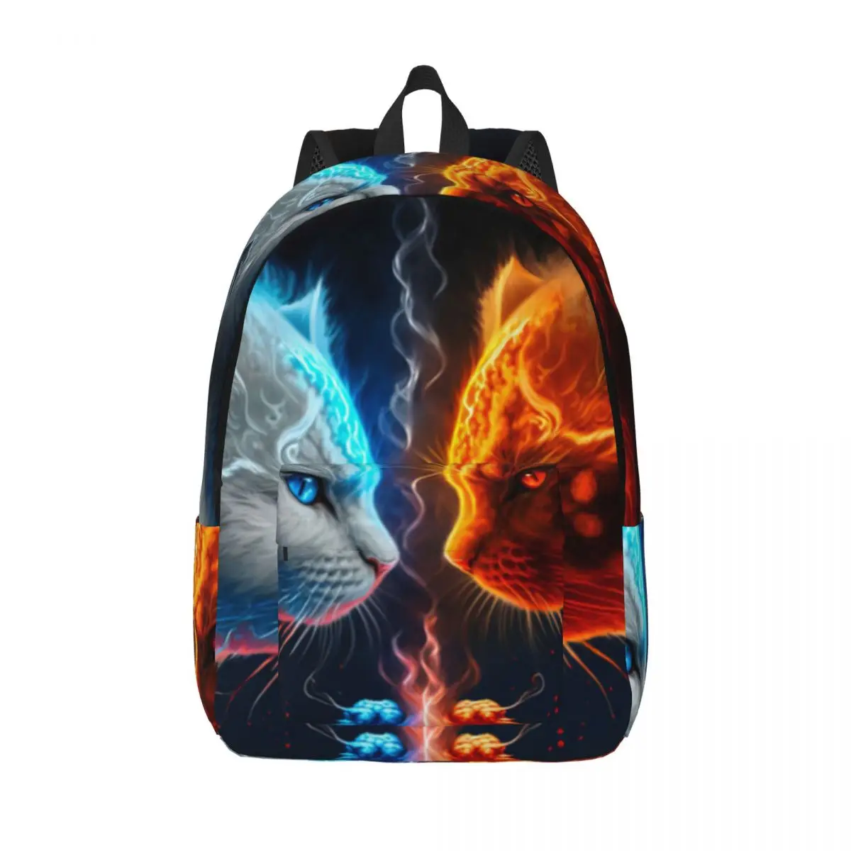 

Вместительный рюкзак для мужчин и женщин, школьный ранец для студентов с абстрактным рисунком огненных и ледяных животных, школьная сумка